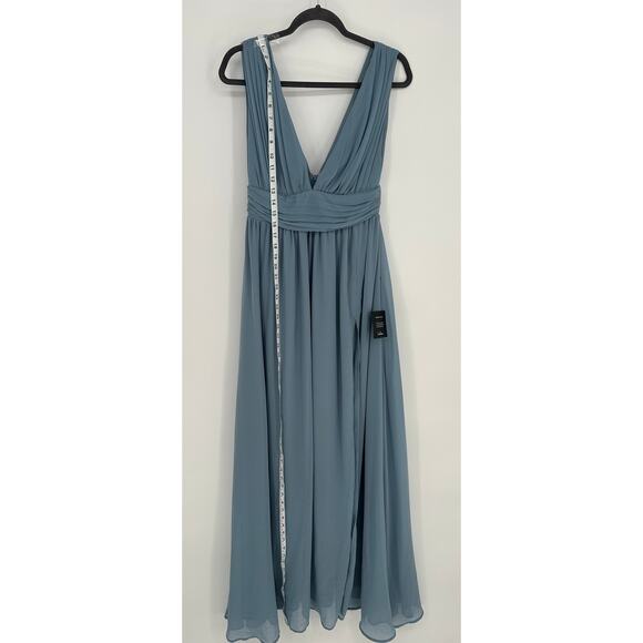 Lulus New! Light Blue Maxi Dress V-Neck Side Slit Cocktail Formal Wedding S - Picture 8 of 9